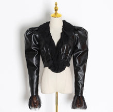 Load image into Gallery viewer, Black Leather Ruffle Top
