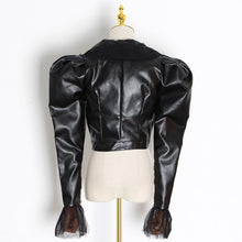 Load image into Gallery viewer, Black Leather Ruffle Top
