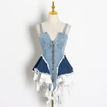 Load image into Gallery viewer, Blue Jean Ruffled Tank
