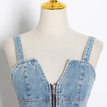 Load image into Gallery viewer, Blue Jean Ruffled Tank
