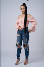 Load image into Gallery viewer, Pink Ruched Off Shoulder
