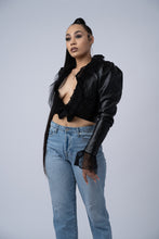 Load image into Gallery viewer, Black Leather Ruffle Top
